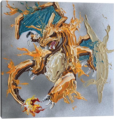 Charizard Abstract Canvas Art Print - Pokémon