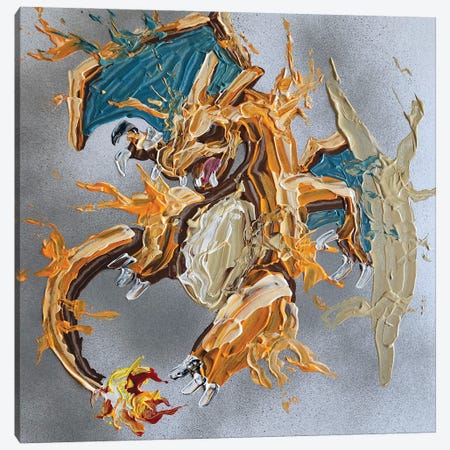 Charizard Abstract Canvas Print #HRR74} by Andrew Harr Canvas Art