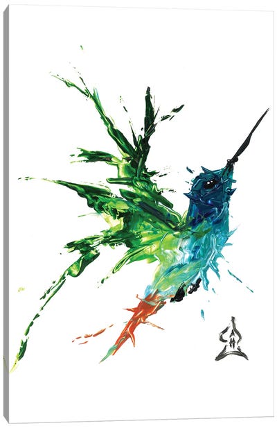 Hummingbird Abstract Canvas Art Print - Hummingbird Art
