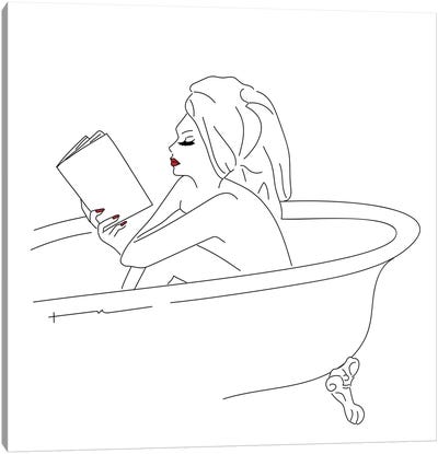 A Book, Bath Salts And Bubble Bath. Canvas Art Print - Antonia Harris
