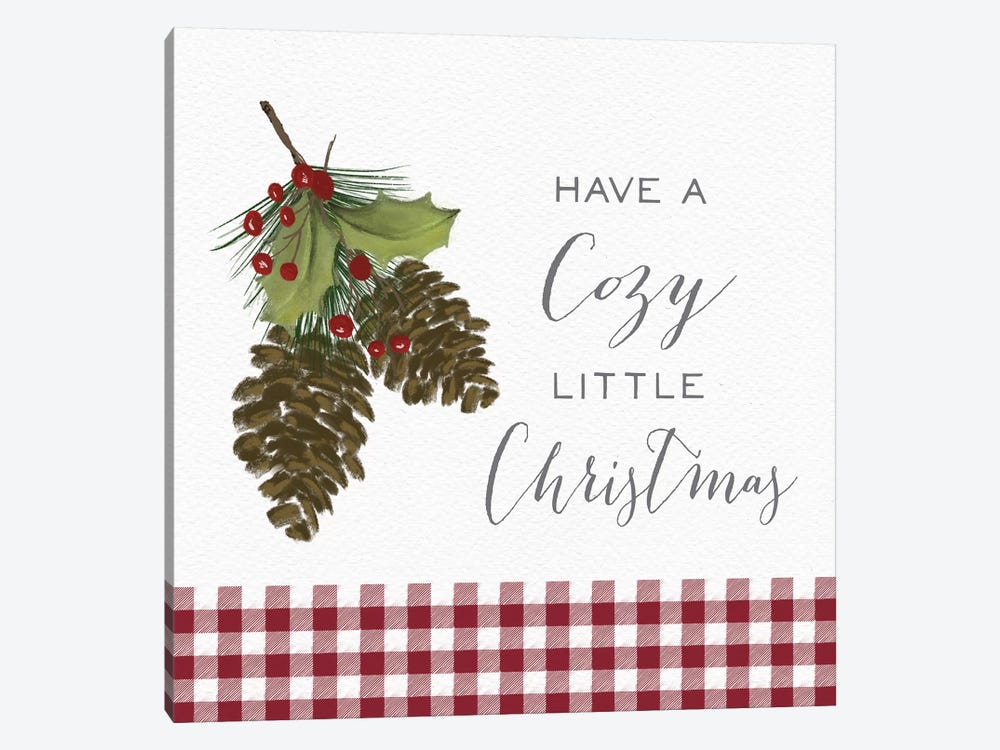Cozy Christmas Gingham I by hartworks 1-piece Canvas Wall Art