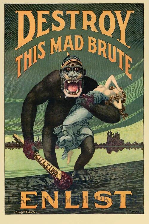 Destroy This Mad Brute Enlist - U.S. Army, 1917 by Harry Ryle Hopps wall art