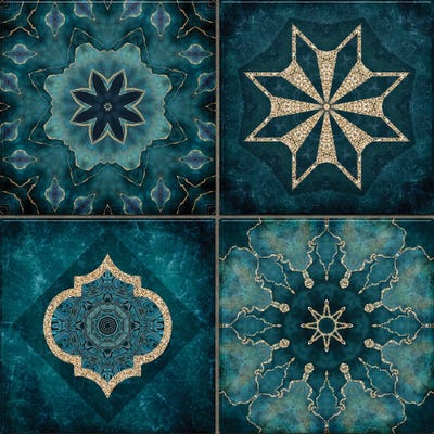 Elegant Teal Tiles by Andrea Haase art print