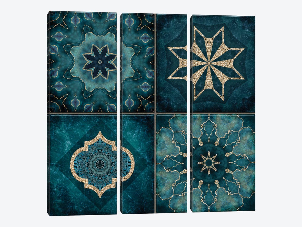 Elegant Teal Tiles by Andrea Haase 3-piece Canvas Artwork