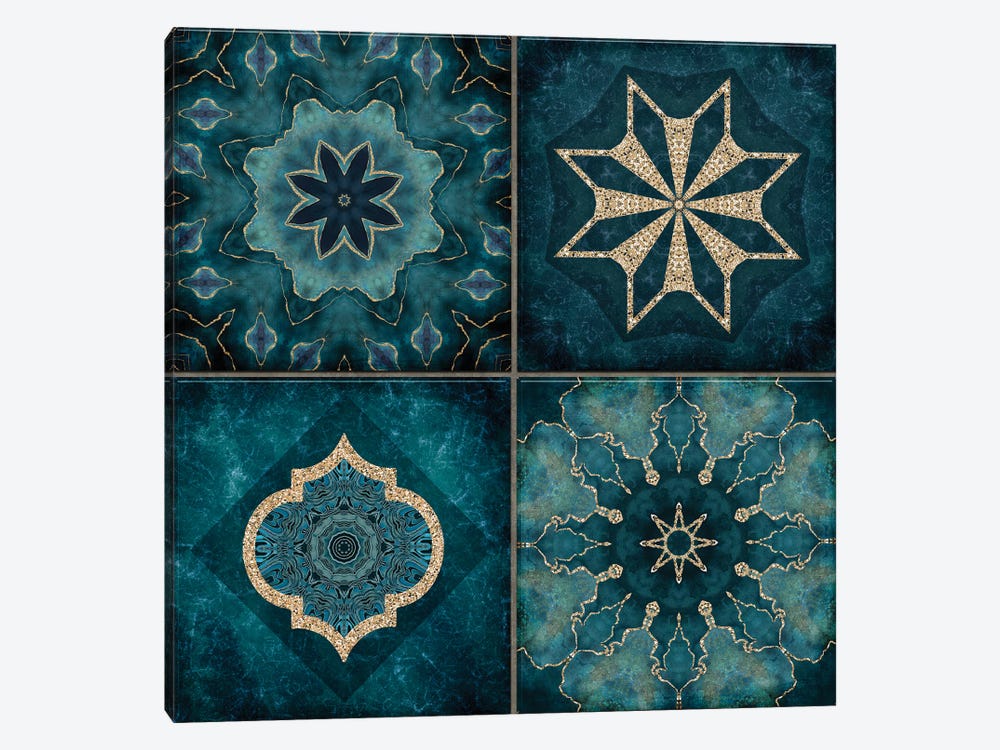 Elegant Teal Tiles by Andrea Haase 1-piece Canvas Art