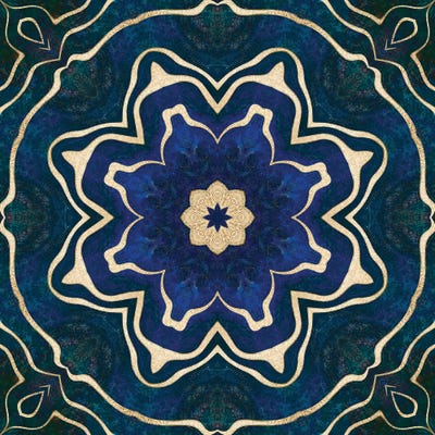 Gold Blue Tile by Andrea Haase art print