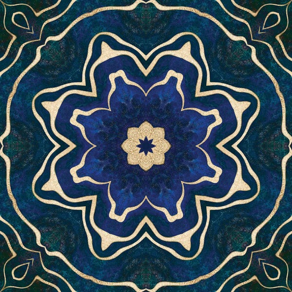 Andrea Haase: Gold Blue Tile by Andrea Haase