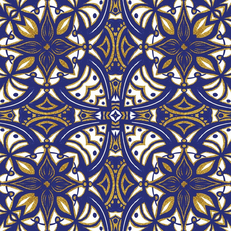 Gold Blue Vintage Tile