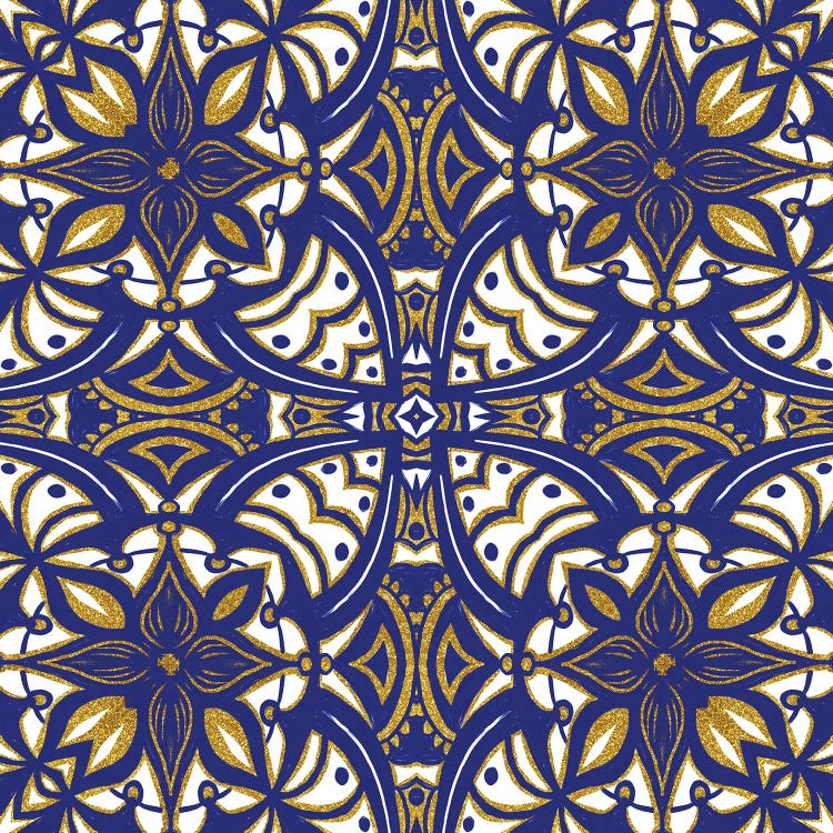 Gold Blue Vintage Tile