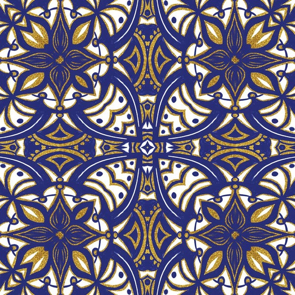 Andrea Haase: Gold Blue Vintage Tile by Andrea Haase