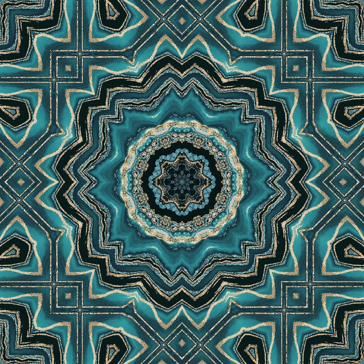 Gold Teal Tile VII