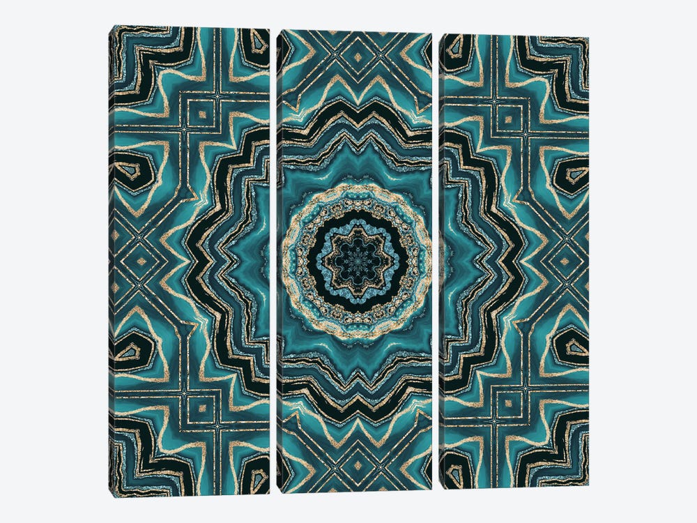 Gold Teal Tile VII by Andrea Haase 3-piece Art Print