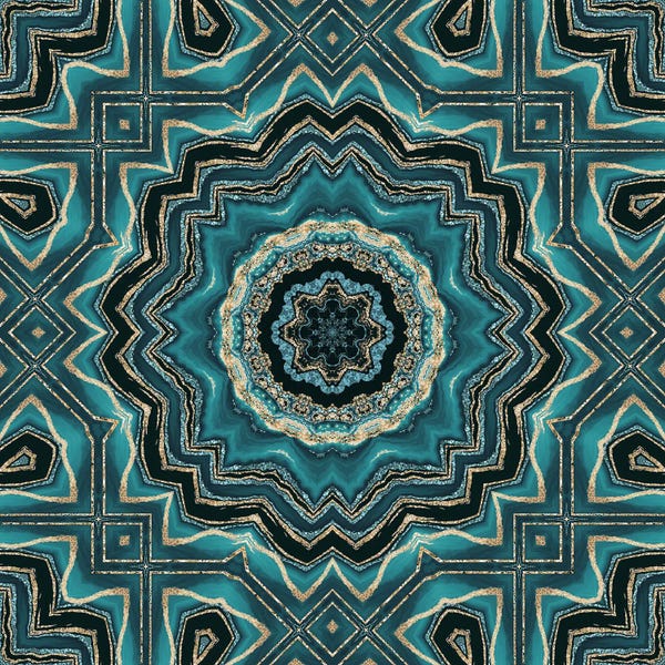 Andrea Haase: Gold Teal Tile VII by Andrea Haase