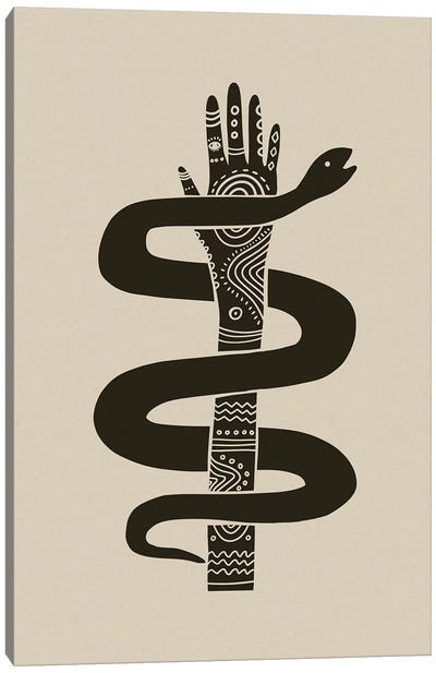 Hand & Snake Tribal Block Print Canvas Art Print - Tribal Patterns