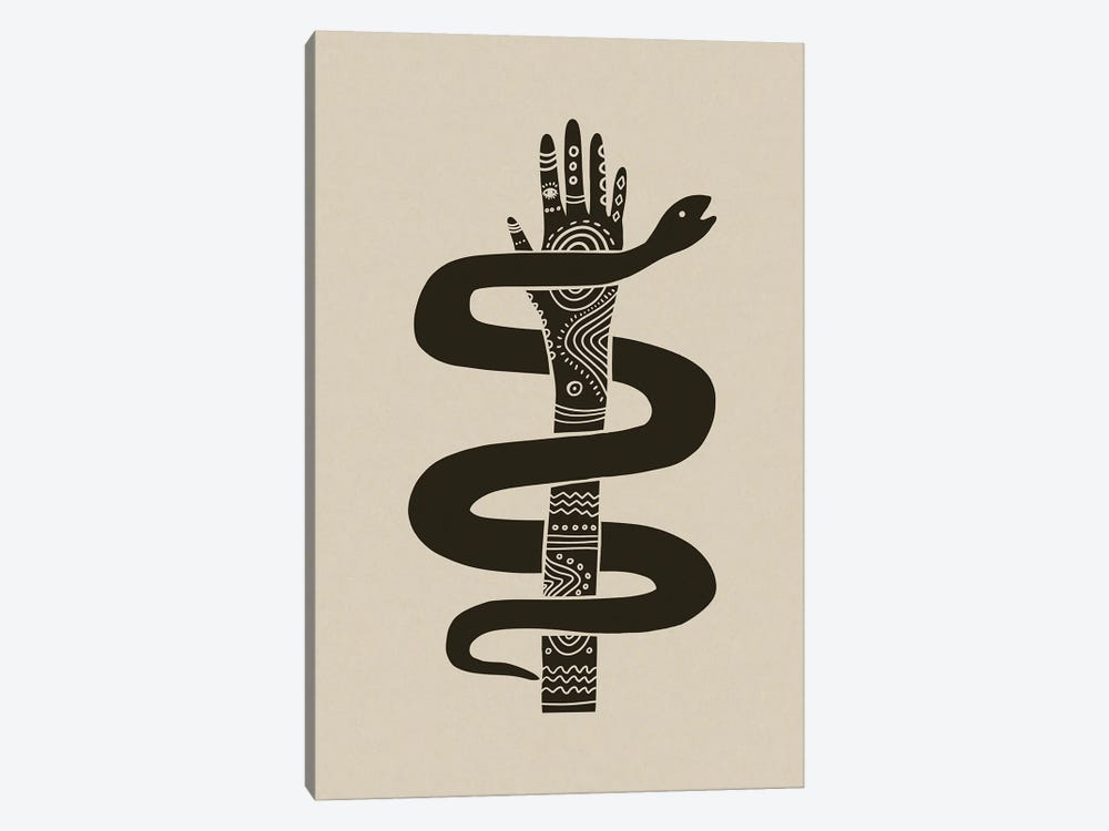 Hand & Snake Tribal Block Print by Andrea Haase 1-piece Canvas Art