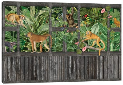 Lost Jungle Palace (Monkeys) Canvas Art Print - Jungles