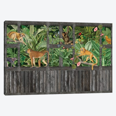 Lost Jungle Palace (Monkeys) Canvas Print #HSE137} by Andrea Haase Canvas Art Print