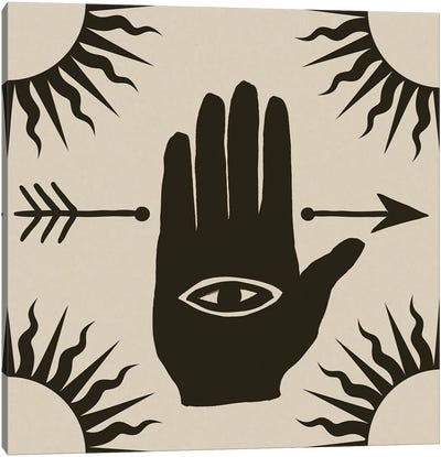 Magic Eye Hand Block Print Canvas Art Print - Tribal Patterns