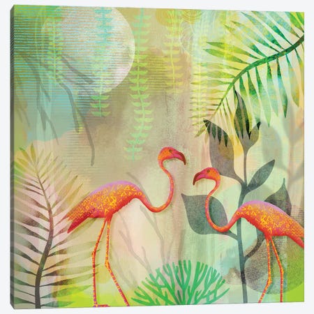 Magical Flamingo Paradise Canvas Print #HSE140} by Andrea Haase Canvas Art Print