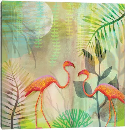Magical Flamingo Paradise Canvas Art Print - Andrea Haase