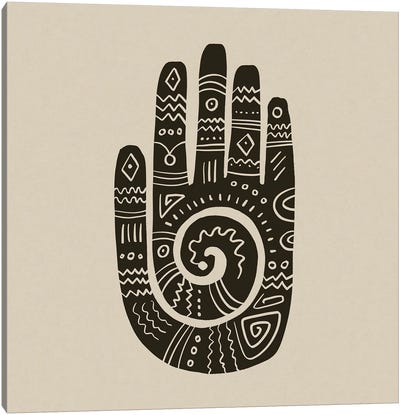 Mehndi Hand Block Print Canvas Art Print - Tribal Patterns