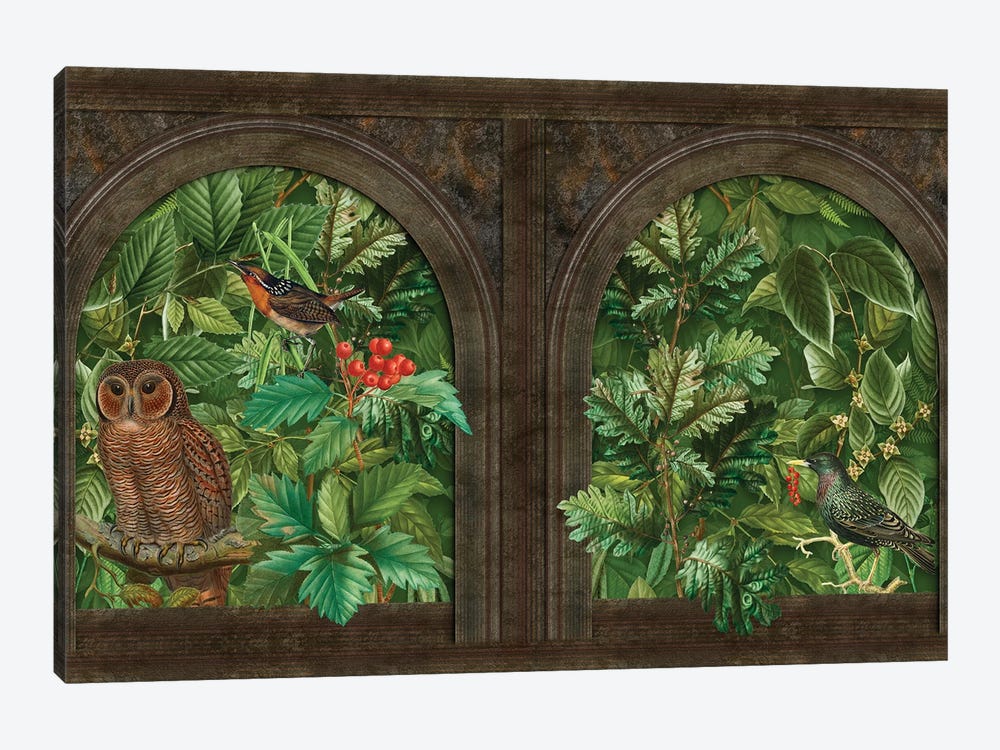 Mystic Castle Window (Owl) by Andrea Haase 1-piece Canvas Print