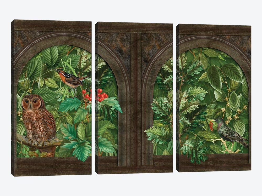Mystic Castle Window (Owl) by Andrea Haase 3-piece Art Print