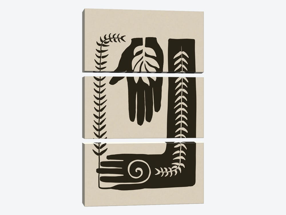 Nature's Hands Block Print by Andrea Haase 3-piece Canvas Artwork