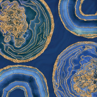 Elegant Blue Gold Agate by Andrea Haase art print