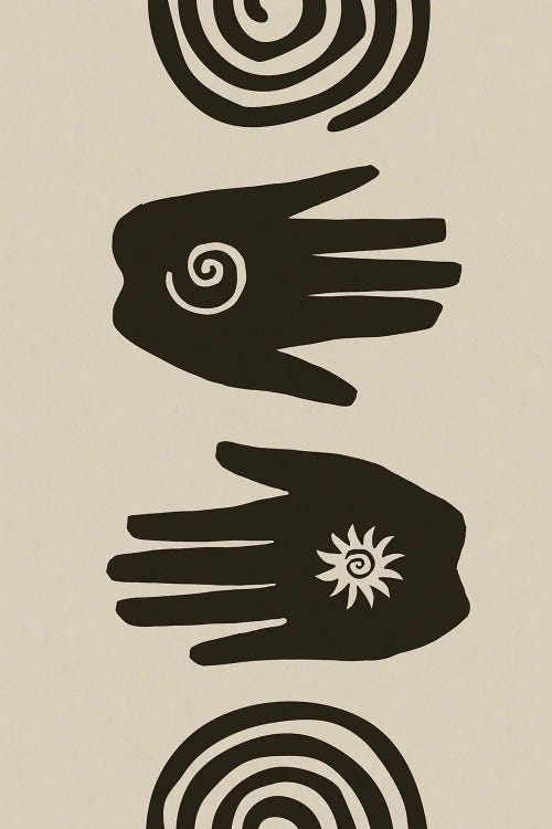Spiral Hands Block Print by Andrea Haase wall art