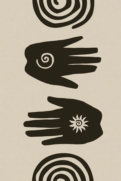 Andrea Haase: Spiral Hands Block Print by Andrea Haase