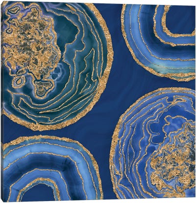 Elegant Blue Gold Agate Canvas Art Print - Andrea Haase
