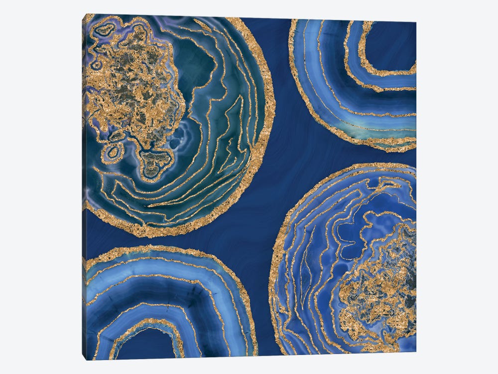 Elegant Blue Gold Agate by Andrea Haase 1-piece Canvas Art
