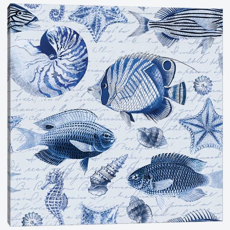 Vintage Fish Pattern Canvas Print #HSE160} by Andrea Haase Art Print