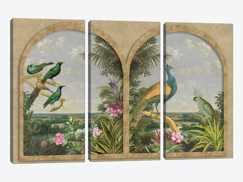 Window With A View (Tropical Birds) by Andrea Haase 3-piece Art Print