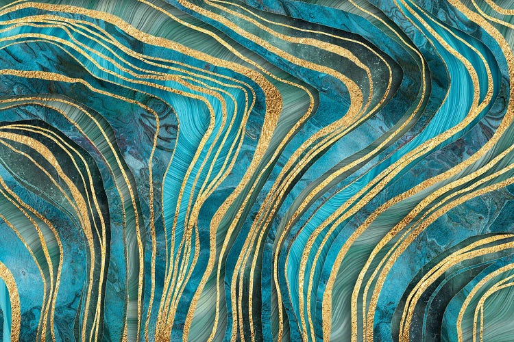 Elegant Marble Gold Teal by Andrea Haase wall art