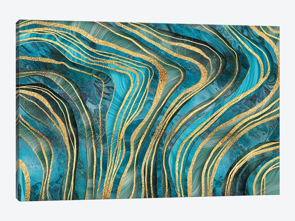 Elegant Marble Gold Teal by Andrea Haase 1-piece Canvas Art Print