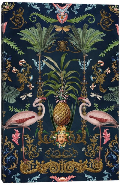Flamingo Ornamental Vintage Vibe Canvas Art Print - Pineapple Art