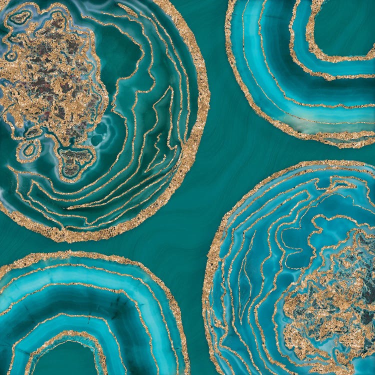 Elegant Teal Gold Agate by Andrea Haase wall art
