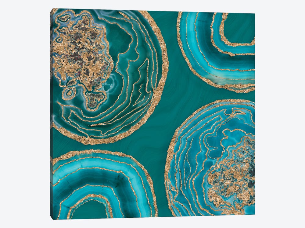 Elegant Teal Gold Agate by Andrea Haase 1-piece Canvas Wall Art