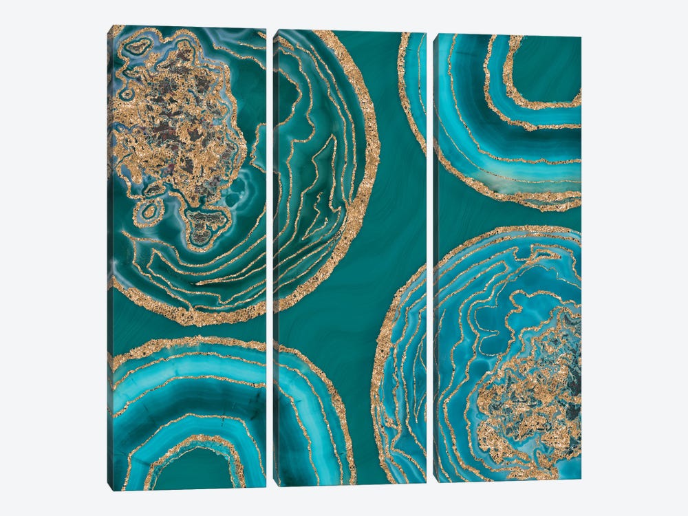 Elegant Teal Gold Agate by Andrea Haase 3-piece Canvas Art