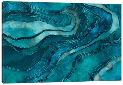 Glamour Marble Amber Turquoise Canvas Art Print - Andrea Haase