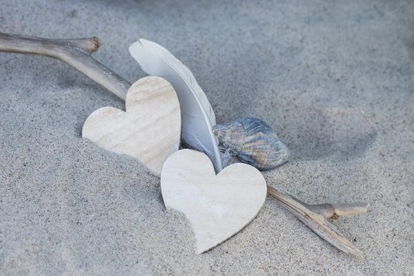 Andrea Haase: Heart And Feather Beach Still by Andrea Haase