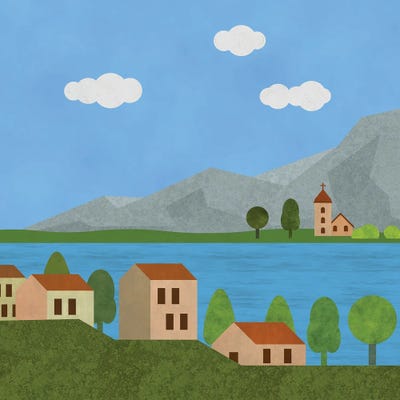 Italian Lake Village by Andrea Haase art print