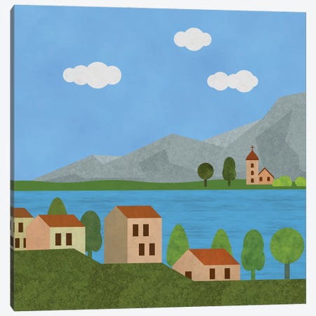 Italian Lake Village Canvas Print #HSE38} by Andrea Haase Canvas Art Print