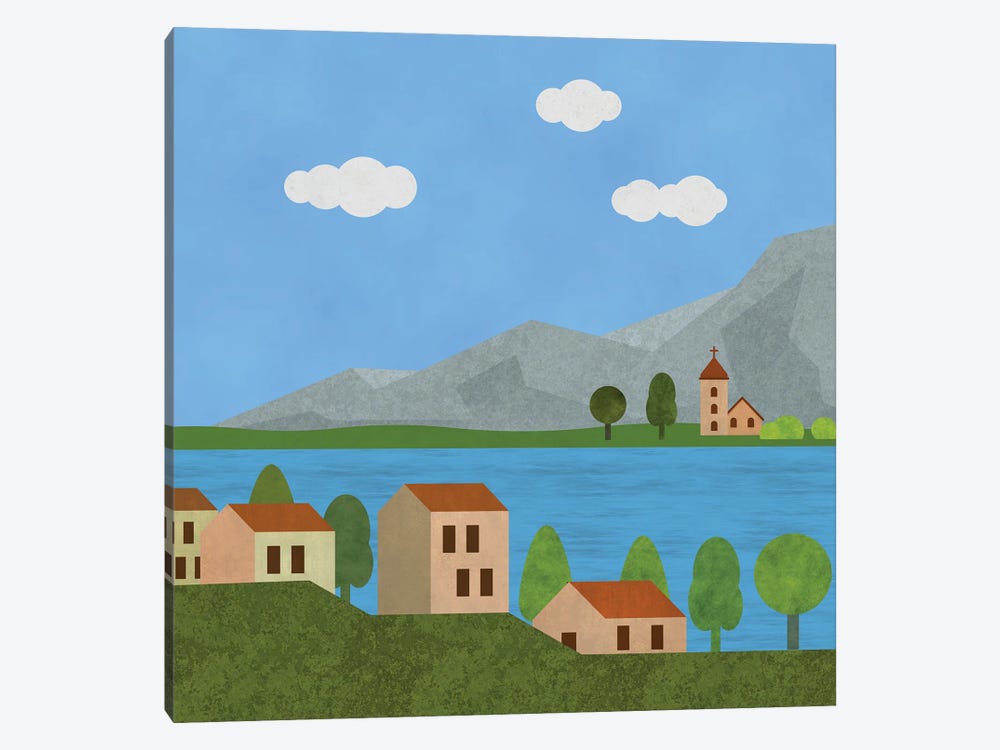 Italian Lake Village by Andrea Haase 1-piece Canvas Print