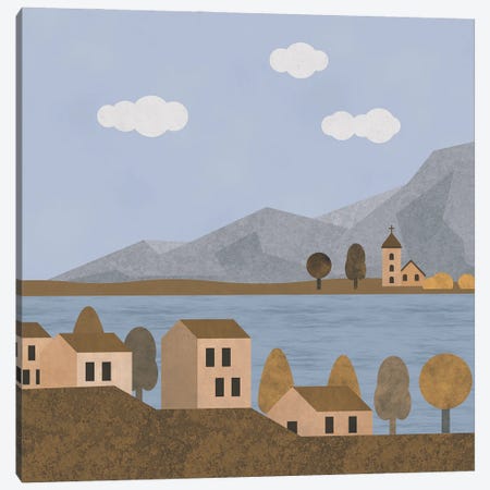 Italian Lake Village Canvas Print #HSE39} by Andrea Haase Art Print
