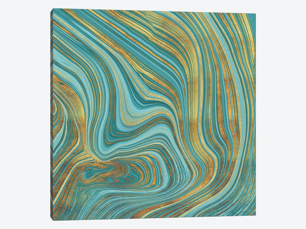 Liquid Stone Teal Gold by Andrea Haase 1-piece Canvas Artwork