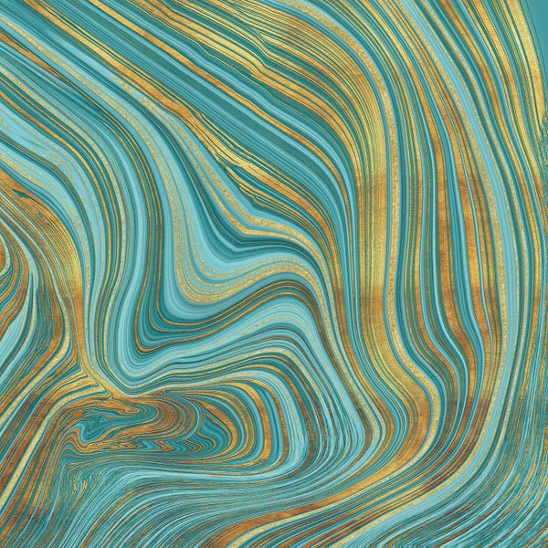 Andrea Haase: Liquid Stone Teal Gold by Andrea Haase