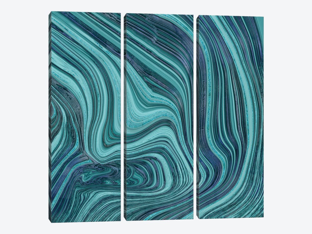 Liquid Stone Turquoise by Andrea Haase 3-piece Canvas Art Print